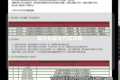 新开私服全方位攻略